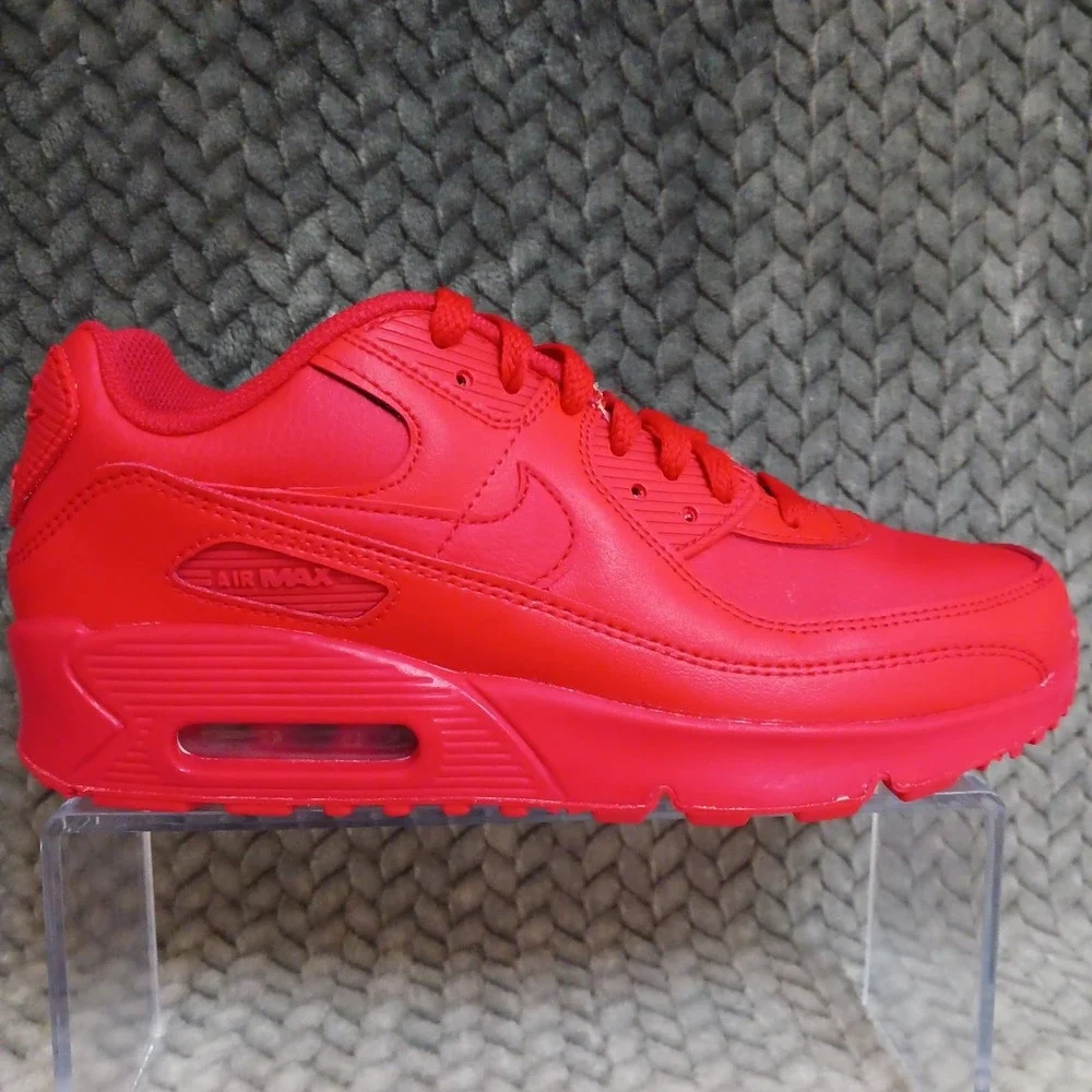 Nike Air Max 90 Leather GS University Red Sneakers Shoes Size 6Y Women's 7.5